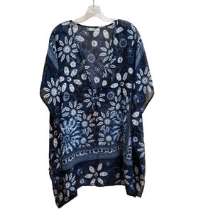 Bleu Rod Beattie Swim Cover Up Womens Size S Blue Sheer Caftan